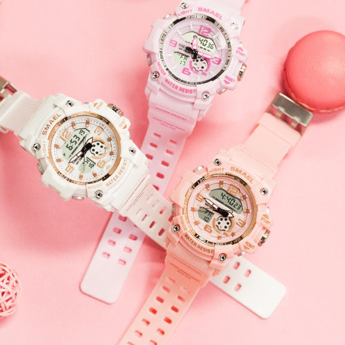 Digital Watch Women 50M Waterproof SMAEL Fashion Ladies Watch Bracelets Alarm Clock relogio feminino1808 Woman LED Sport Watches