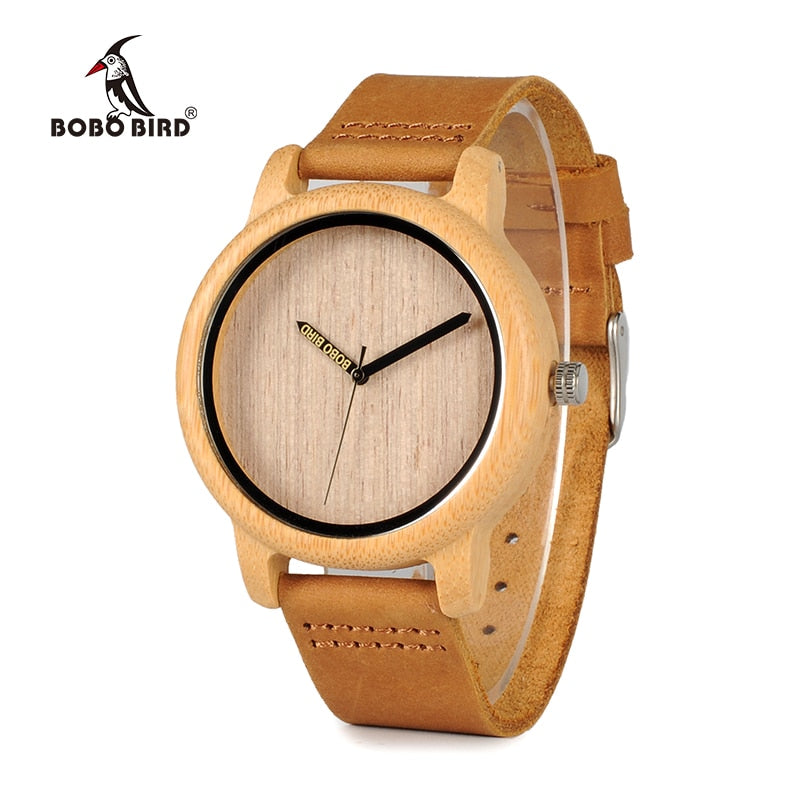 BOBO BIRD A22W Bamboo Wooden Watches Japan Quartz Watch Engrave Pointer Logo Laser Customized Dropshipping